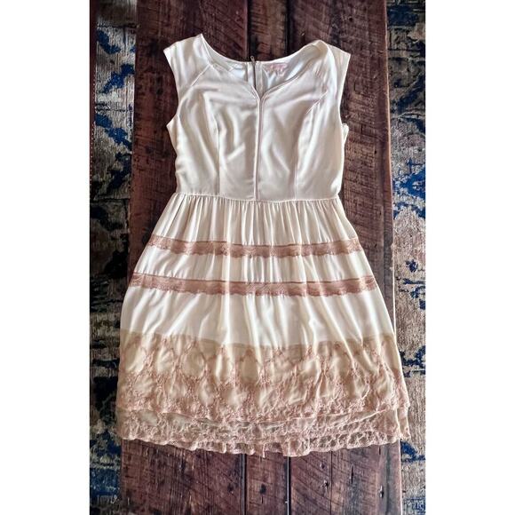 Gibson Latimer Size 8 Womens Tiered Dress Cream Lace Sleeveless-Not For Sale - Picture 10 of 17